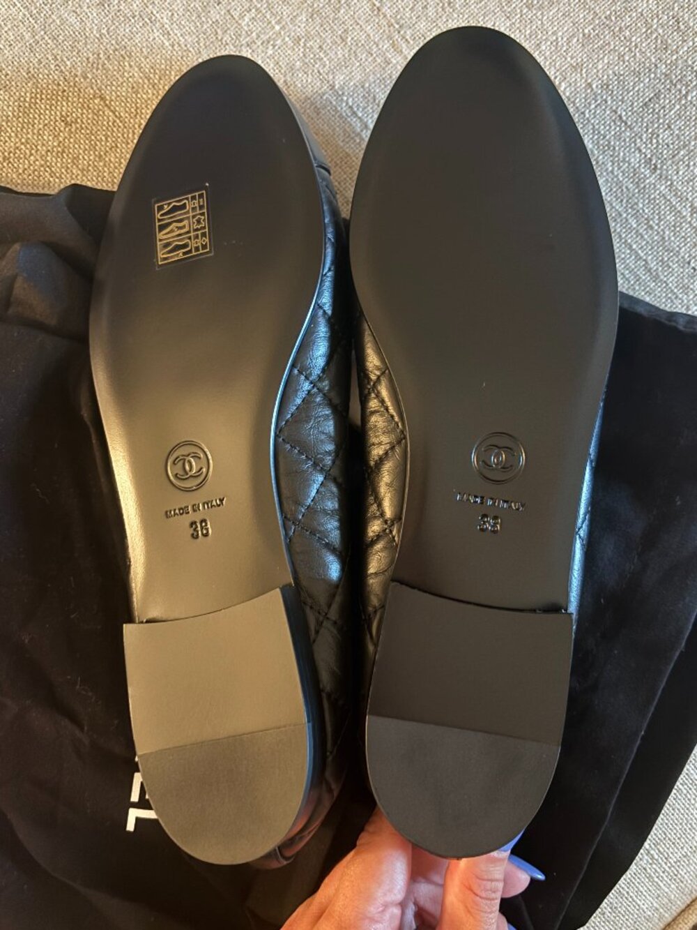 Black Aged Calfskin Chanel Ballet Flats (NWT) - Picture 3 of 4